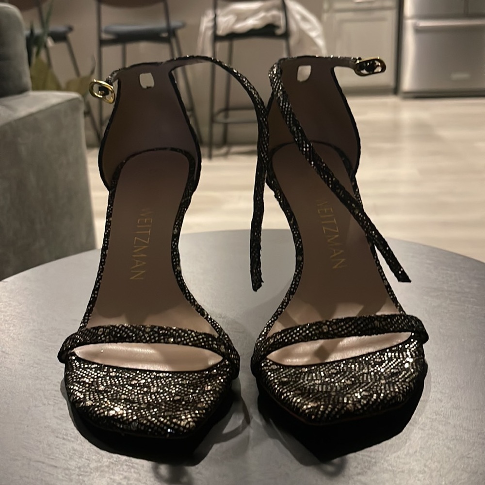 Stuart Weitzman black/gold shimmer heels NWOT